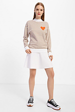 Knitted jumper with a stripe pattern and a decorative heart on the chest  4038372 photo №4