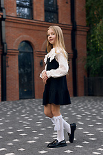 White lace knee-highs with a lace bow with silver thread M-SOCKS 2040373 photo №6
