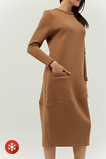 Коричневое теплое платье OPRA баллон с начесом из хлопкового трикотажа Garne 3039373 фото №5