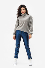 Стильные брюки skinny ROYALLA металлик синего цвета Garne 3041373 фото №2