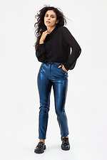 Стильные брюки skinny ROYALLA металлик синего цвета Garne 3041373 фото №9