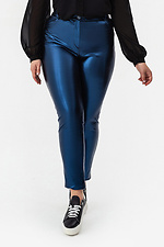 Стильные брюки skinny ROYALLA металлик синего цвета Garne 3041373 фото №14