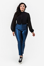 Стильные брюки skinny ROYALLA металлик синего цвета Garne 3041373 фото №15