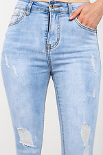 Jasnoniebieskie dżinsy ze stretchem z zadrapaniami  4014373 zdjęcie №9