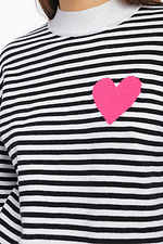 Knitted jumper with a stripe pattern and a decorative heart on the chest  4038373 photo №2