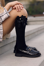 Children's black knee-high socks with a bow and rhinestones M-SOCKS 2040374 photo №2