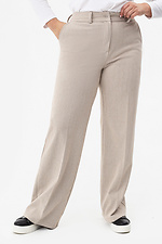 Напівшерстяні широкі штани бежевого кольору Garne 3041374 фото №14