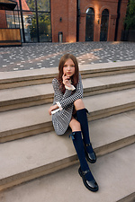 Children's blue knee-high socks with a bow and rhinestones M-SOCKS 2040375 photo №4