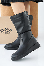 Damen-Winterstiefel aus schwarzem Leder  2505375 Foto №2