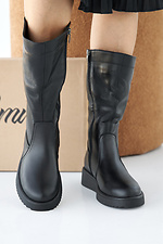 Damen-Winterstiefel aus schwarzem Leder  2505375 Foto №3