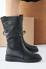 Damen-Winterstiefel aus schwarzem Leder 2505375 Foto №4