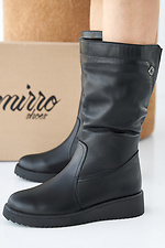 Damen-Winterstiefel aus schwarzem Leder  2505375 Foto №8