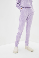 Спортивные велюровые штаны TEODORA 2 лилового цвета высокой посадки Garne 3037375 фото №1