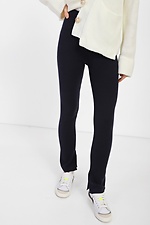 Straight-cut knitted trousers with slits  4038375 photo №1