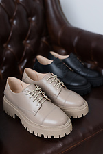 Beige women's platform shoes made of genuine leather  8019375 photo №5