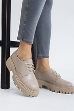 Beżowe buty na platformie damskie wykonane ze skóry naturalnej  8019375 zdjęcie №8