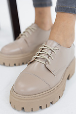 Beige women's platform shoes made of genuine leather  8019375 photo №10