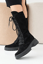 Black suede winter women's boots  2505376 photo №2