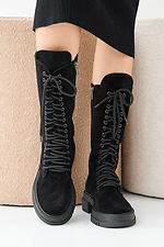 Black suede winter women's boots 2505376 photo №3