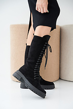 Black suede winter women's boots 2505376 photo №4