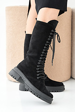 Black suede winter women's boots  2505376 photo №5