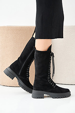 Black suede winter women's boots 2505376 photo №7