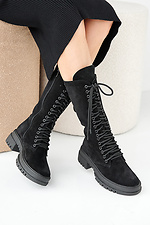 Black suede winter women's boots  2505376 photo №9