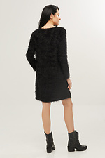 Knee-length shaggy sweater dress in black "grass" jersey Garne 3039376 photo №4