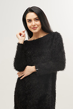 Мохнатое платье-свитер длиной до колен из трикотажа "травка" черного цвета Garne 3039376 фото №5