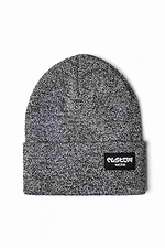 Теплая вязаная шапка серого цвета с отворотом Custom Wear 8025376 фото №3