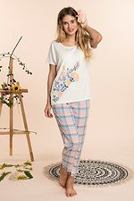 Letnia bawełniana piżama do spania, t-shirt i spodnie Key 2026377 zdjęcie №2