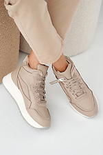 Damen-Wintersneaker aus Cappuccino-Leder 2505377 Foto №8
