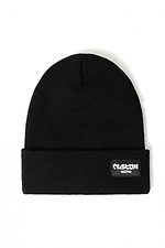 Теплая вязаная шапка черного цвета с отворотом Custom Wear 8025377 фото №3