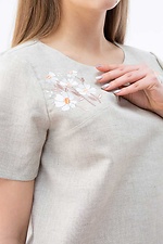 Prosta lniana bluzka z haftem i krótkimi rękawami Cornett-VOL 2012378 zdjęcie №2