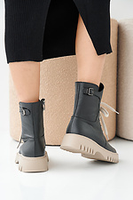 Women's winter black-beige leather boots  2505378 photo №4