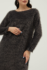 Мохнатое платье-свитер FLUFFY длиной до колен из трикотажа "травка" серого цвета Garne 3039378 фото №5