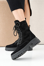 Winterstiefel fr Damen aus schwarzem Wildleder 2505379 Foto №3