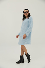 Knee-length fluffy sweater dress in blue weed jersey Garne 3039379 photo №2