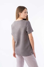 Пряма лляна блуза з вишивкою та короткими рукавами Cornett-VOL 2012380 фото №2