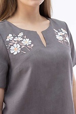 Пряма лляна блуза з вишивкою та короткими рукавами Cornett-VOL 2012380 фото №4
