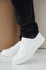 Men's spring-autumn white leather sneakers 2505380 photo №5