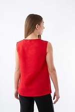 Красная льняная блуза с вышивкой без рукавов Cornett-VOL 2012381 фото №3