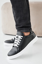 Men's spring-autumn black leather sneakers  2505381 photo №1