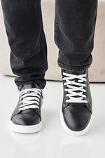 Men's spring-autumn black leather sneakers  2505381 photo №2