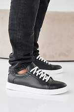 Men's spring-autumn black leather sneakers  2505381 photo №3