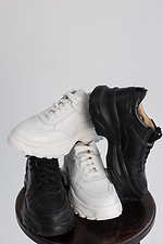Черные массивные кроссовки из натуральной кожи на платформе 8019381 фото №3