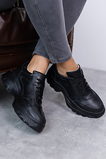 Черные массивные кроссовки из натуральной кожи на платформе 8019381 фото №6