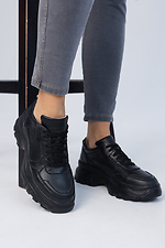 Черные массивные кроссовки из натуральной кожи на платформе 8019381 фото №9