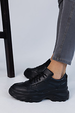 Черные массивные кроссовки из натуральной кожи на платформе 8019381 фото №10