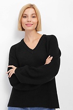Ciepły sweter typu oversize wykonany z czarnej mieszanki wełny  4038383 zdjęcie №1